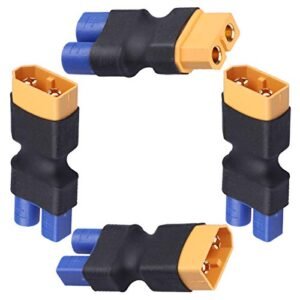 Acekeeps XT60 to EC3 Connector Male Female Adapter for RC Lipo Battery Charger Charging or Converting Plugs (4-Pack)