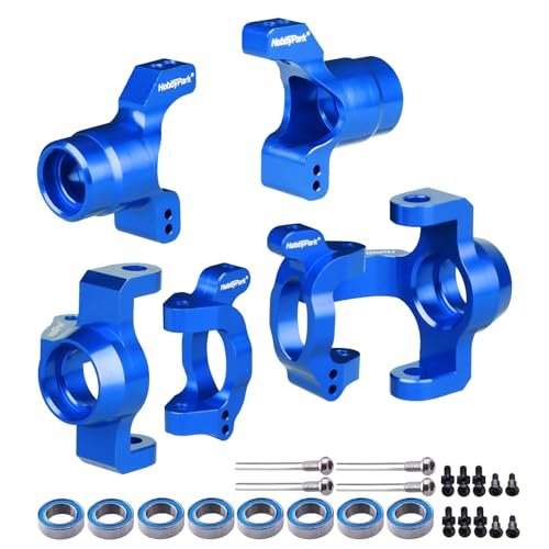 HobbyPark Aluminum Caster Blocks C Hubs Steering Block Stub Axle Carriers Knuckles Set Compatible with Latrax 1/18 Desert Prerunner 4WD Electric RTR RC Truck