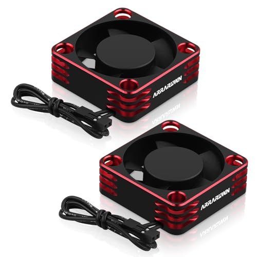 2Pack RC Car Brushless Motor and ESC Cooling Fan Heatsink 28000RPM for 1/8 1/10 540 550 Motor Black Red