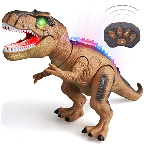 STEAM Life Remote Control Light Up Dinosaur Toy with Life Batteries for RC Cars Realistic Roaring Sound and Walking Function for Kids 3 7 Years