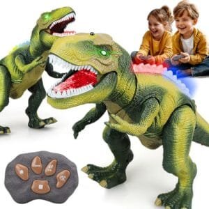 STEAM Life RC Remote Light Switch Dinosaur Toy with Walking Dancing Features and Realistic Roaring Sound for Kids