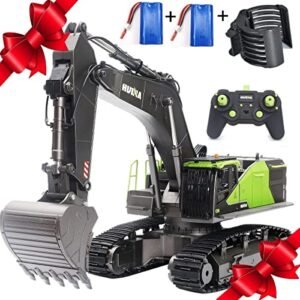 Huina Dump Truck RC 1593 1/14 Scale Fully Functional Remote Control Construction Vehicle with Metal Bucket LED Lights and Simulating Sounds