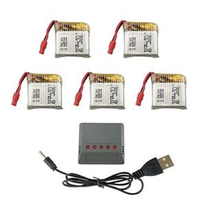5PCS 3.7V 380mAh Lithium Battery with 5 in 1 Balance Charger for SYMA X21 X21W X26 Four-axis Aircraft Quadcopter Spare Parts Drone