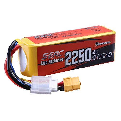 SUNPADOW 14.8V 4S RC Lipo Battery 2250mAh 25C with XT60 Plug for Drones and RC Models