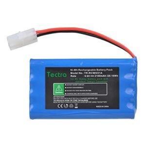 Tectra 9.6V 2100mAh NiMH Rechargeable Battery Pack for Tamiya RC Trucks RTR and Other RC Vehicles