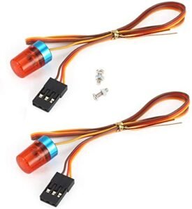 WONFAST RC LED Police Lights 360 Degree Rotation 5 Modes Ultra Bright LED Strobe Lights for 1/8 1/10 RC Model Truck Car Accessory 2Pack Red
