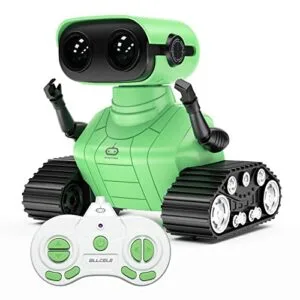 ALLCELE RC Remote Control Jets Robot Toy Rechargeable with Music LED Eyes for Kids Age 3 and Up Green