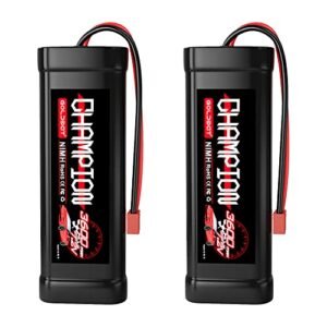 GOLDBAT 3600mAh 7.2V NiMH Battery with T Connector for Tamiya RC Mercedes Truck and Other 1/10 Scale RC Vehicles 2 Pack