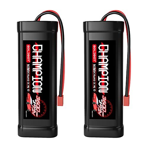 GOLDBAT 3600mAh 7.2V NiMH Battery with T Connector for Tamiya RC Mercedes Truck and Other 1/10 Scale RC Vehicles 2 Pack