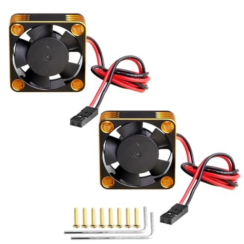 HobbyPark RC Brushless Motor Cooling Fan 2pcs Black Gold for 1 10 Scale RC Car Chassis 540 550 Motors