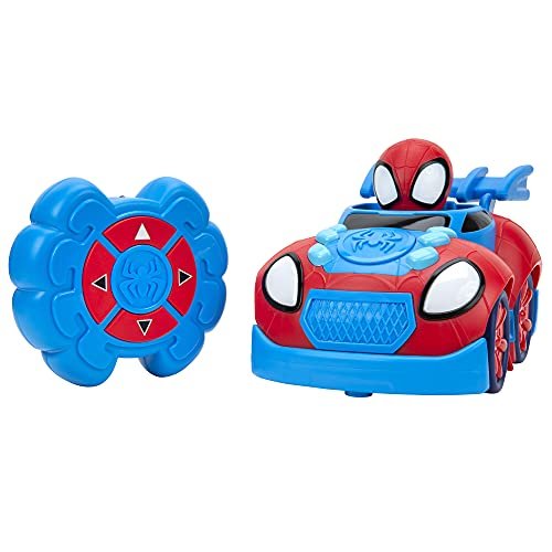 Marvel Spidey and His Amazing Friends RC Web Crawler Remote Controlled Vehicle with Built in Super Hero and 4 Controller Functions Blue Red