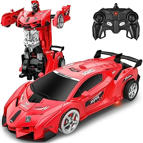 Awesome RC Robot Car Remote Deformation Model Toy for Kids 3 12 Years Old Boys Girls with LED Light and 360° Rotation