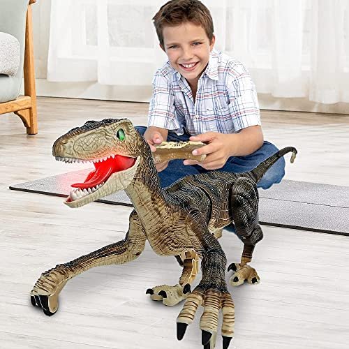 DinoMite RC Robot Bird Interactive Flying Dinosaur Toy with 2.4GHz Remote Control Rechargeable Battery LED Lights and Realistic Sounds for Kids Ages 3 12