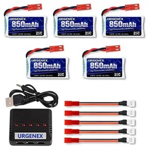 URGENEX 3.7V 850mAh Lipo Battery with JST Plug RC Quadcopter Charger for MJX Syma Holy Stone Sky Viper Drones