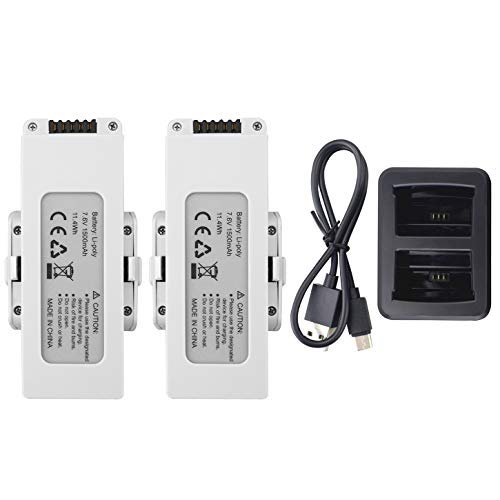 2PCS 7.6V 1500mAh Lithium Battery with 2 in 1 Charger for HS510 F30 Brushless Folding Quadcopter Perfect for RC Trucks in Deep Mud Adventures