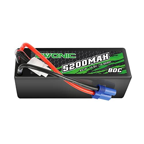 OVONIC 4S Lipo Battery 80C 5200mAh 14.8V with EC5 Connector for Arrma RC Cars and Trucks