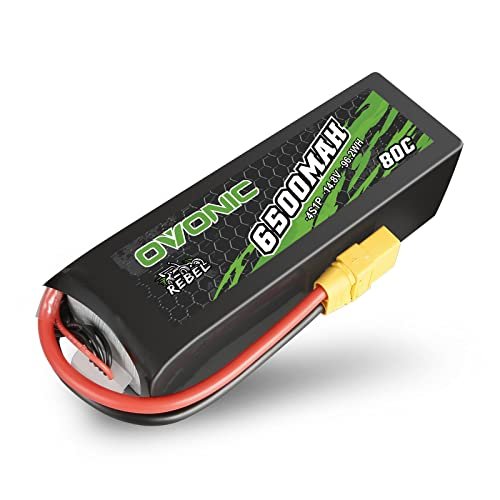 OVONIC 80C 4S 6500mAh 14.8V Lipo Battery with XT90 Connector for arrma 1/5, 1/8 Scale RC Cars and Trucks Buggy Truggy