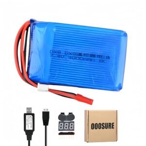 Spektrum TX DX8 DX9 Transmitter 7.4V 4000mAh 8C Rechargeable Lipo Battery with USB Charging Cable