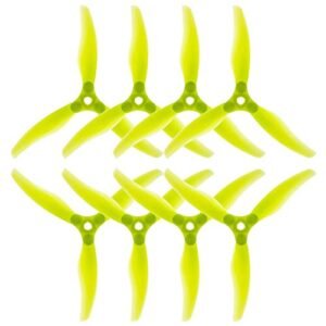 Gemfan 4 Pairs F5135 Floppy Proppy 5.1inch 3 Blade Foldable CW CCW Propeller for FPV Freestyle Long Range Racing Drones Yellow