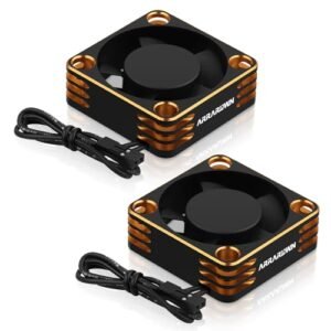 High Speed RC Car Motor Cooling Fan Heatsink 2Pack 28000RPM Brushless ESC Cooling Fan for RC 1/8 1/10 540 550 Motor Black Gold