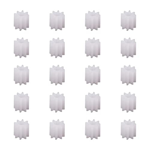 Bettomshin 20Pcs 0.5 Modulus Plastic Gear 8 Teeth Model 082A 5mm Outer Diameter 2mm Hole Diameter 5mm Thickness Pulley Belt Shaft Robot RC Motor Hand DIY Mechanical Parts Kit White