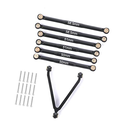 RZXYLRC Aluminum Alloy Suspension Rod Links Set for Hopping Lowrider RC Car Axial SCX24 C10 1/24 Scale Upgrade Parts Black
