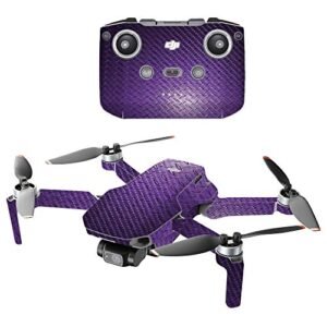 MightySkins Carbon Fiber Compatible with DJI Mini 2 Portable Drone - Purple Diamond Plate | Protective, Durable Textured Carbon Fiber Finish | Easy to Apply | Made in The USA