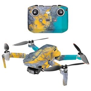 Mighty Skins Compatible with DJI Mini 2 Portable Drone - Yellow Spill | Protective, Durable, and Unique Vinyl Decal wrap Cover | Easy to Apply, Remove, and Change Styles | Made in The USA