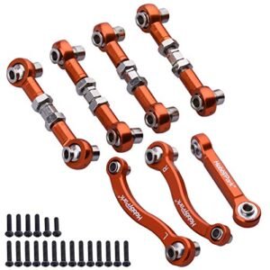 HobbyPark RC Shocks Aluminum Turnbuckle Camber Toe Links Steering Linkage Set for Traxxas 1/18 LaTrax Teton Desert Prerunner Upgrade 7636 Replacement Orange