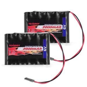 Tenergy 2 Pack NiMH Receiver RX Battery 6V 2000mAh High Capacity Rechargeable Nimh Battery for RC Car with Hitec Connectors