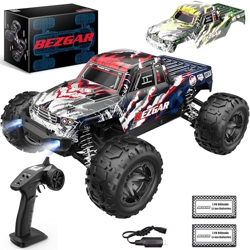 BEZGAR HM161 1/16 Scale RC Drift Car Hobby Grade 4WD High Speed 40+ Kmh Off Road Remote Control Truck with 2 Rechargeable Batteries
