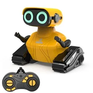 GILOBABY RC Robot with Arm Remote Control Toy for Kids LED Eyes Flexible Head Dance Moves Music Yellow