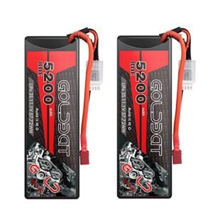 GOLDBAT LiPo Battery 3S 5200mAh 80C 11.1V Hard Case T Plug for RC Model Racing Car 2 Pack Ideal for ICMA RC Careers