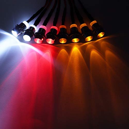 Treehobby 8Leds LED Light Headlights Taillight Kit for Intimidator RC Truck HSP RC4WD Tamiya Redcat Axial SCX10 RC Car Crawler 2 White 2 Red 4 Orange 5mm