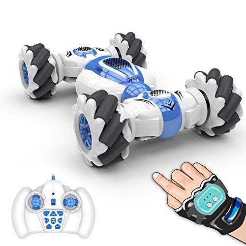 GoolRC Lego Technic RC Off Road Truck 2.4GHz 4WD Stunt Car with Gesture Sensored Watch Remote and 360 Flips Blue