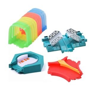 QUOXO RC Dirt Track Cars Accessory Set Including Tunnel Intersection Bridge Y Cross and Rotation Disk for Enhanced Play