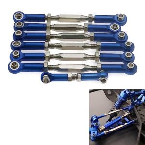 Amoril RC Parts Turnbuckles Tie Rods 3644 Adjustable Aluminum Alloy and Steel Upgrade for 1/10 Slash Rustler Stampede Dark Blue