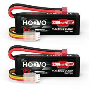 HOOVO 3S 11.1V 2200mAh 120C Lipo Battery with T Connector for GMC Sierra RC Truck Body and Other RC Models 2 Pack