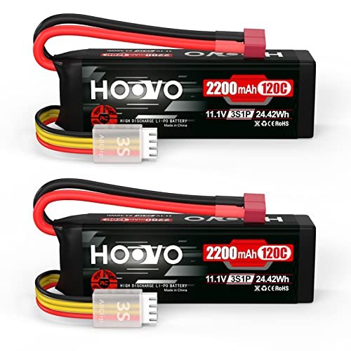 HOOVO 3S 11.1V 2200mAh 120C Lipo Battery with T Connector for GMC Sierra RC Truck Body and Other RC Models 2 Pack