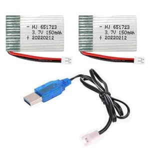 2 Pack 3.7V 150mAh 20C PH2.0 Plug Rechargeable Lipo Battery with USB Charger for JJRC RC Truck H36 E010 E011 E013 GoolRC T36 NIHUI NH010 F36 RC Drone Quadcopter