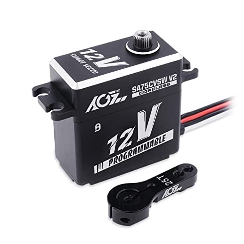 AGFRC 45KG Waterproof RC Servo High Torque 12V Programmable Metal Gear Coreless Digital Smart Servo for 1/10 Onroad RC Car Wheels SA75CVSW V2