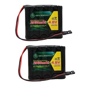 BAOBIAN 4.8V 2000mAh NiMh Receiver RX Battery Pack Rechargeable with Hitec Connector Compatible Futaba and JR RC Receivers, RC Aircrafts and More (2 Pack)