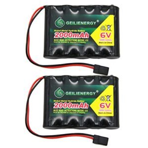 BAOBIAN 6V 2000mAh NiMH High Capacity Rechargeable Battery for RC Cars and Airplanes Sailplanes (2 Pack)