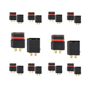 Amass 10 Pairs Black XT60W Waterproof Plug Gold Plated Bullet Connectors Male and Female for RC Aircraft Drone Lipo Battery Spare Parts Compatible with Stihl FS 56 RC Spark Plug Number