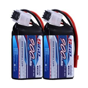 SIGP 2S Lipo Battery 7.4V 900mAh 25C with JST Plug for RC Airplane Quadcopter Helicopter Drone FPV Racing 2 Packs