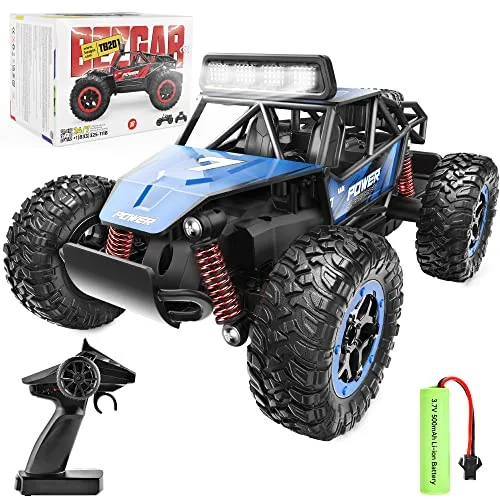 BEZGAR TB201 1/20 Scale Electric Monster Truck RC 2WD High Speed 20 Km h Remote Control Car with LED Headlight and Rechargeable Battery for Kids