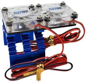 Nitro Hobbies V2 Aluminum 540 550 Motor Heat Sink with Twin Cooling Fans Blue for RC Fuel Nitro