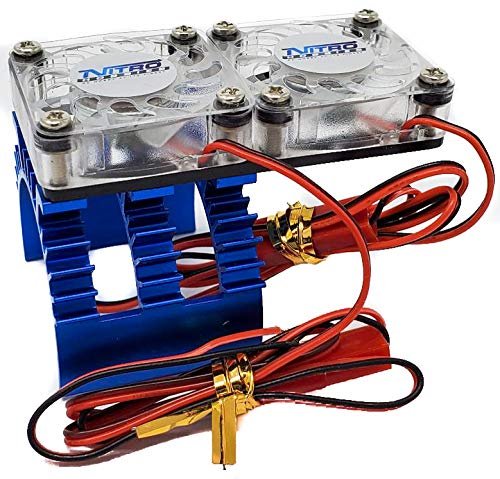 Nitro Hobbies V2 Aluminum 540 550 Motor Heat Sink with Twin Cooling Fans Blue for RC Fuel Nitro