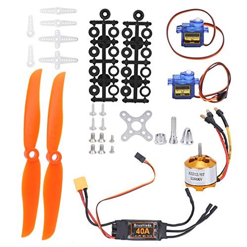 HobbyPower RC Airplane Motor 2212 KV2200 with 40A XT60T ESC SG90 Servo and 6035 Propeller Kit Includes RC Aircraft Propeller Calculator Guide