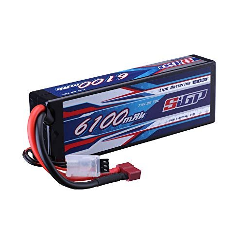 SIGP 2S Lipo Battery 7.4V 6100mAh 70C Hard Case with Deans T Plug for RC Vehicles